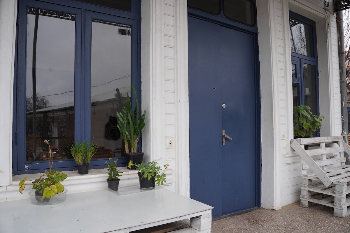 Entry Door with plants